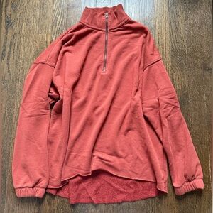 Aerie Red Half-Zip Sweater